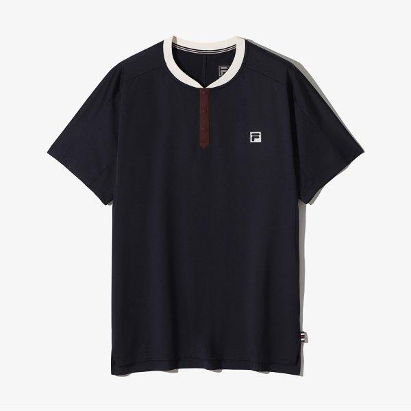 Fila SpliT Unipolispan Henley Neck Half Zip ShorT Sleeve T shirT