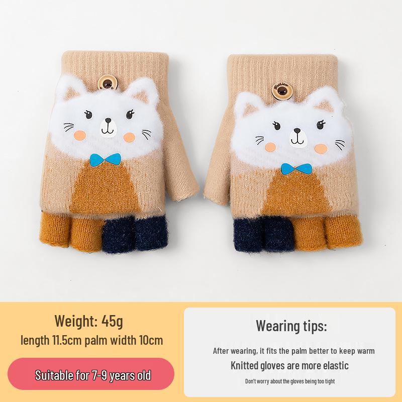 Cozy Cartoon Crocodile Flip-Top Kids' Gloves