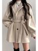 Sense for Petite: Women's Trendy Loose Fit Wool Coat, Korean Style, Mid-Length, Autumn/Winter 2025.