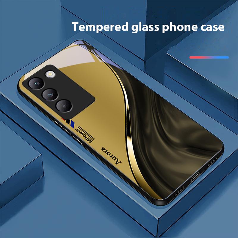 Рисунок потока воды для Y72 33S 11 03 36 96 Lite 35 16 Iqoo 12 V40 SE 5G 29 40 21 30 X80 Pro Vivo Чехол для телефона из закаленного стекла Черный