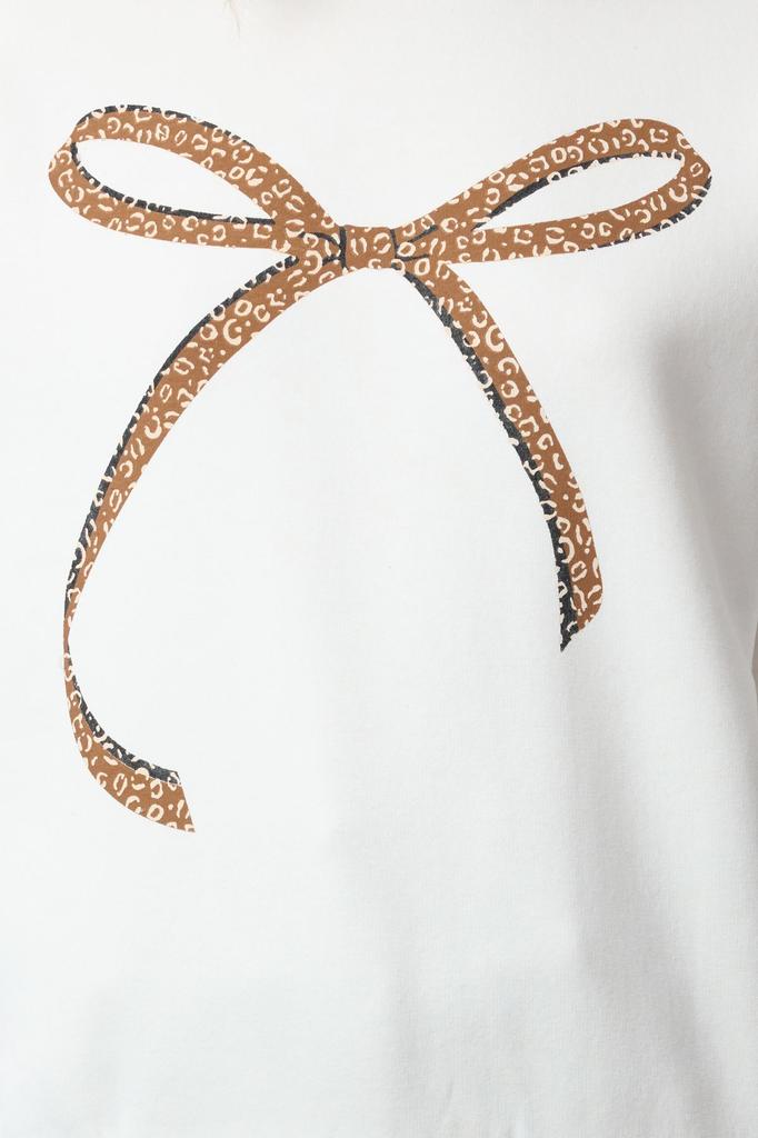 Women's Fashionable Stylish Sweatshirt Ecru Printed Oversize Wide Fit Crew Neck Thick Inside Fleece Knitted Sweatshirt