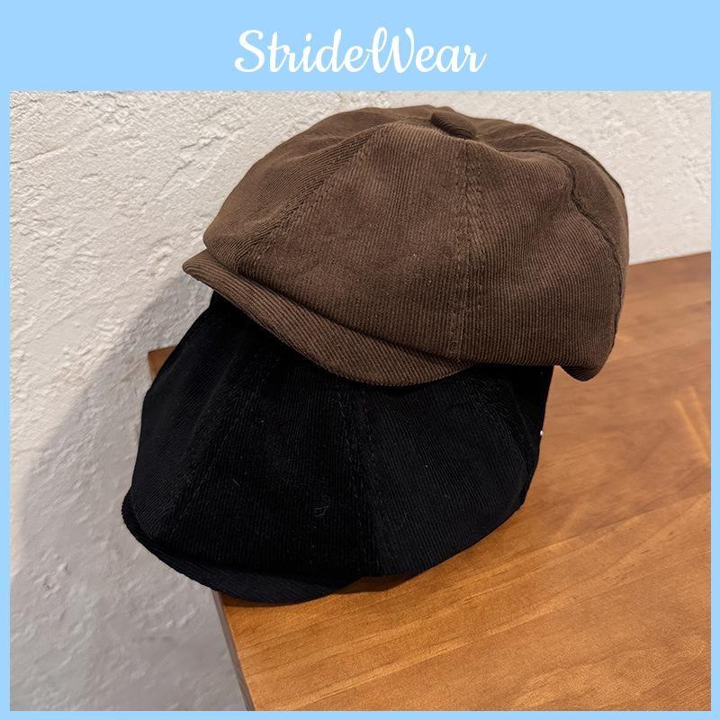 Solid Corduroy Color Beret Cap With Sun Protection Warmth For Adult Gift Fashion