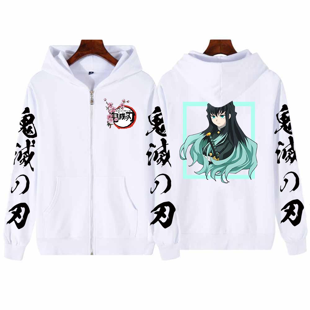 Аниме Demon Slayer Tokitou Muichirou Printed Men Women Zip Up Hoodies Plus Size Sweatshirt Harajuku Streetwear Zipper Jacket