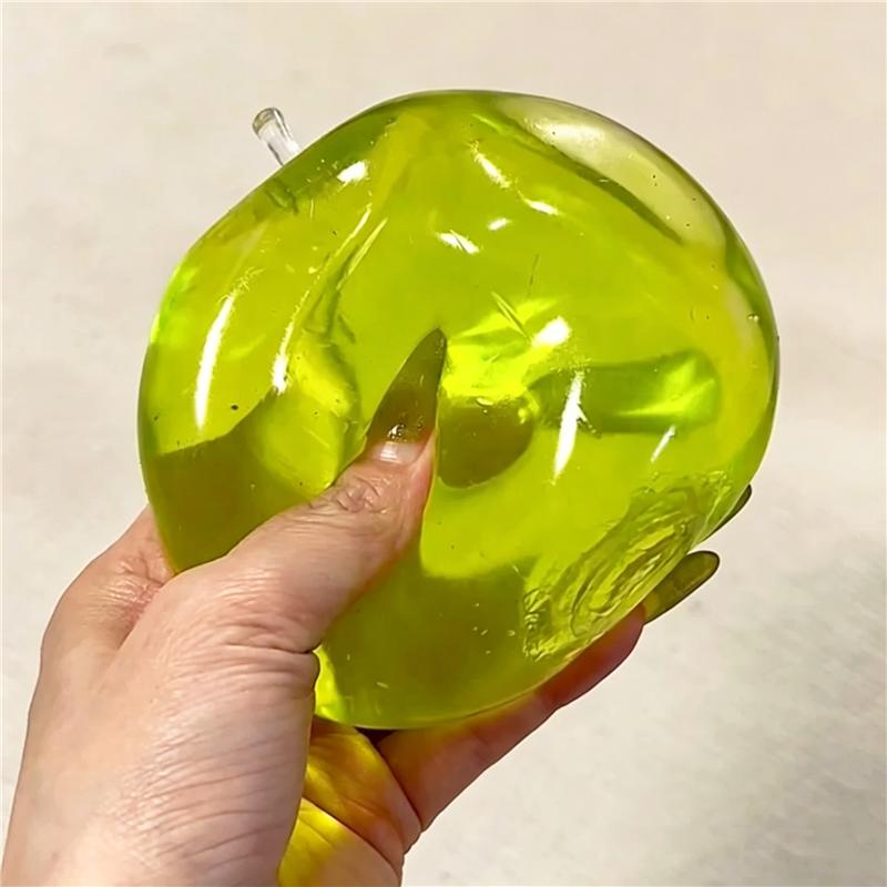 Green Fruit Apple Maltose Coconut Slow-Rebound Toy Transparent Coconut Stress Ball Toy Pink Blue Squeeze Toy Funny Anti-Stress