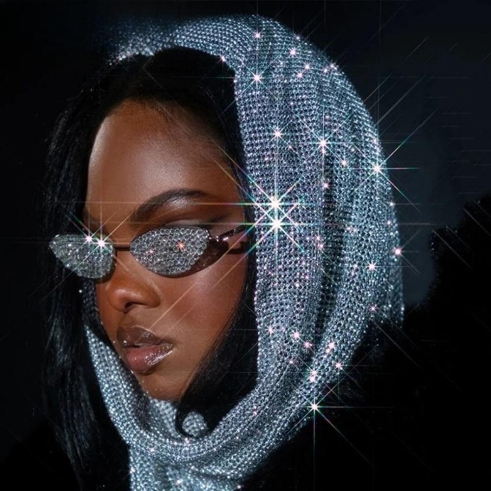 Designer man sunglasses Metal Diamond Cat Eye Decorative Trendy Small Frame Ocean Lens Fashionable Special Decoration Glasses