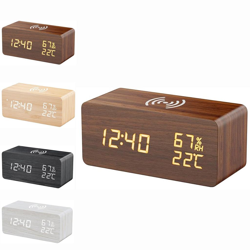 Tyislax Digital Alarm Table Battery Table Date 3 Alarm Brightness Portable Rechargeable Memory Weekend Alarm Off Wood Japanese Instruction Manual Gift
