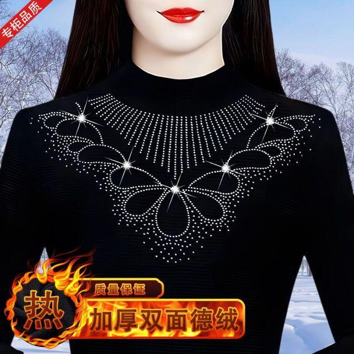 Осень и зима Немецкая бархатная базовая рубашка 2025 новая омолаживающая и стройнящая полуводолазка внутренний термотоп