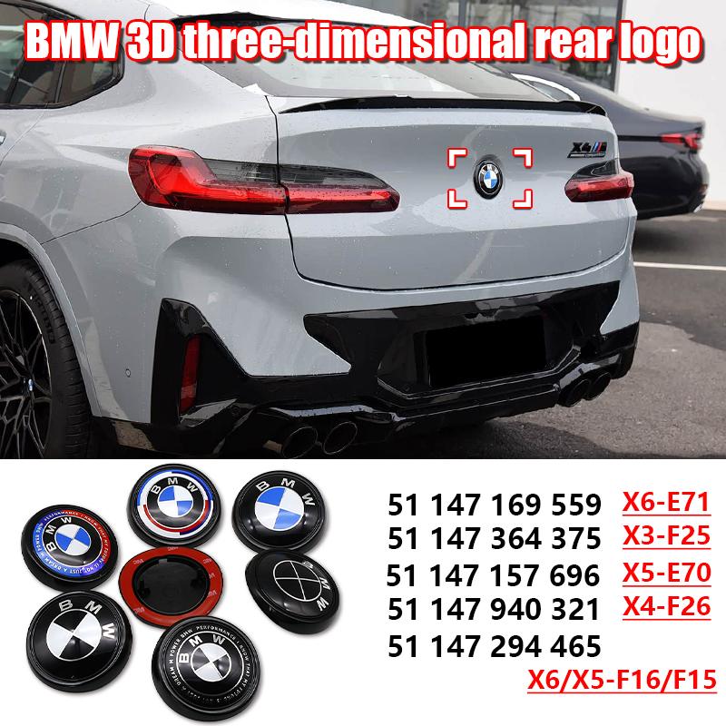 DSJW3 1Pcs 3D ABS Chrome Black Rear Trunk Badge Emblem With Base For BMW Blue and White Logo X5 E70 F15 X4 F26 X6 E71 F16 X3 F25