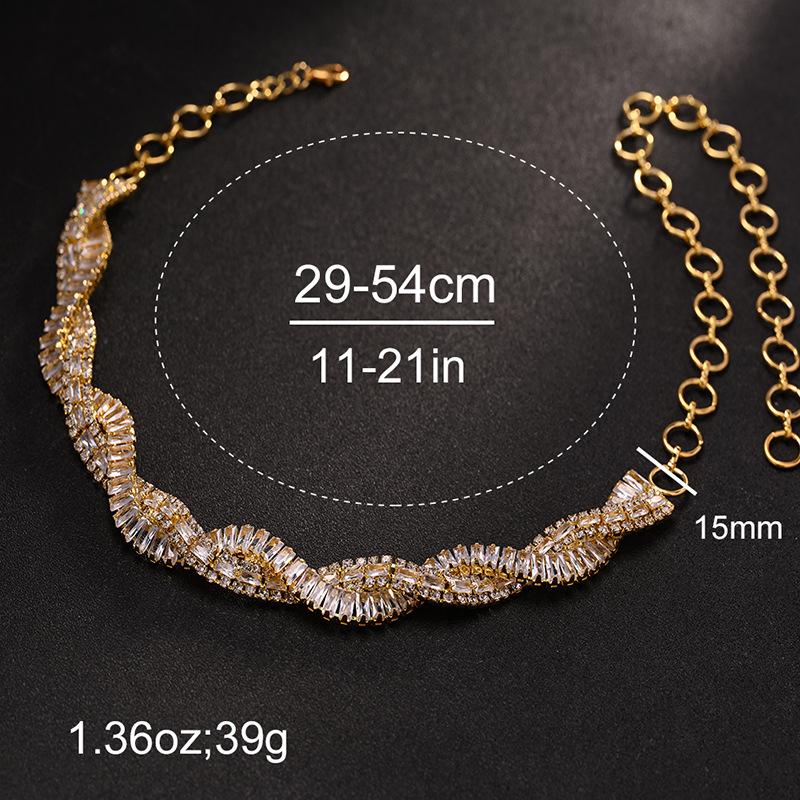 Trendy Cross Neck Chain Design Sense Rhinestone Necklace Banquet Shiny Accessories Female Necklace