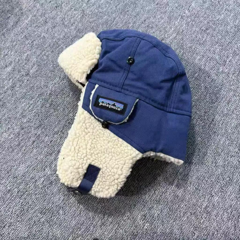 Winter Thickened Patchwork Lamb Wool Ear Flap Hat Unisex Windproof Warm Pilot Cap Cold Weather Beanie