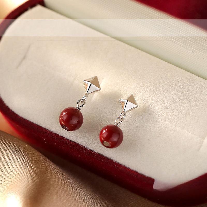 Серьги из красной фасоли акации для женщин, модные серьги из красного бисера, серьги в стиле ретро в китайском стиле