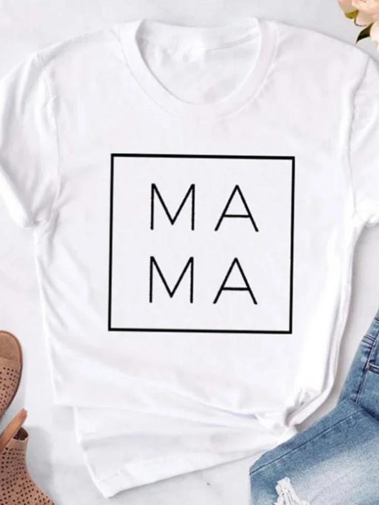 Футболка с принтом MAMA Letter, женская, с коротким рукавом и круглым вырезом, свободная, женская, летняя, модная, футболка, топы, одежда