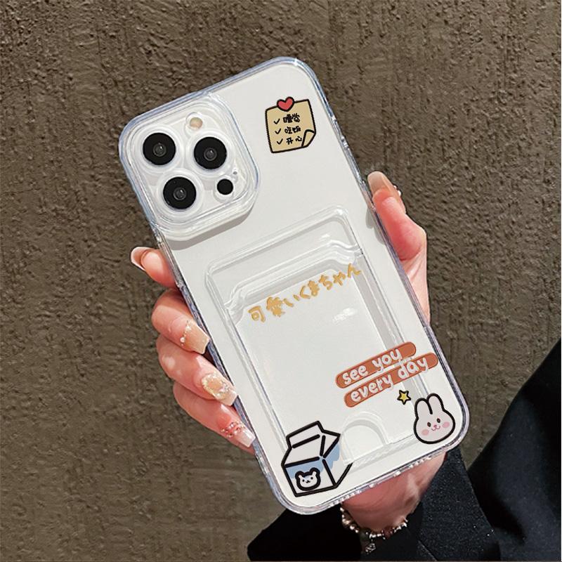 Силиконовый чехол-карман для карт для Xiaomi Redmi Note 14 13 12 11 10 iPhone 17 16 14 13 Pro Samsung S23 S24 S25 Крышка Прозрачный бампер для телефона