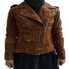 Women's American Style, Lambskin Brown Suede, Studded Jacket, With Zipper & Jacket,| Shoulder Strap, Gifts for Her ,Cowgirl Jacket