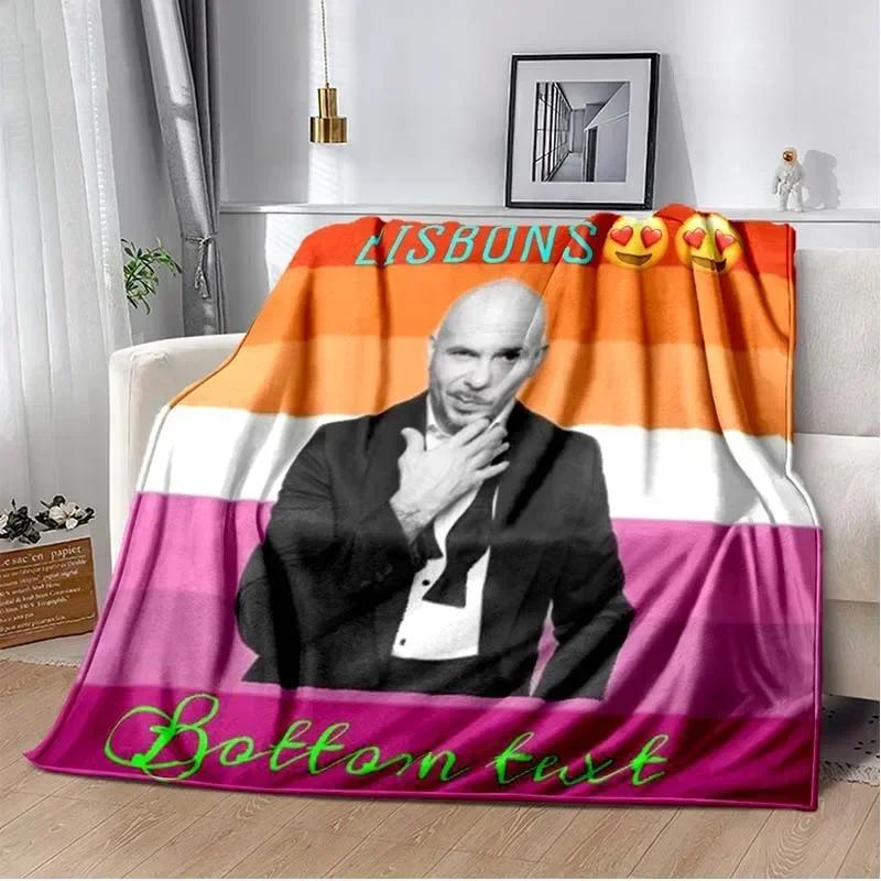 Плед Mr 305 Питбуль MR Worldwide Хиппи Постер Печатный Фланель Мягкий Плюш Диван Кровать Пушистый Плед