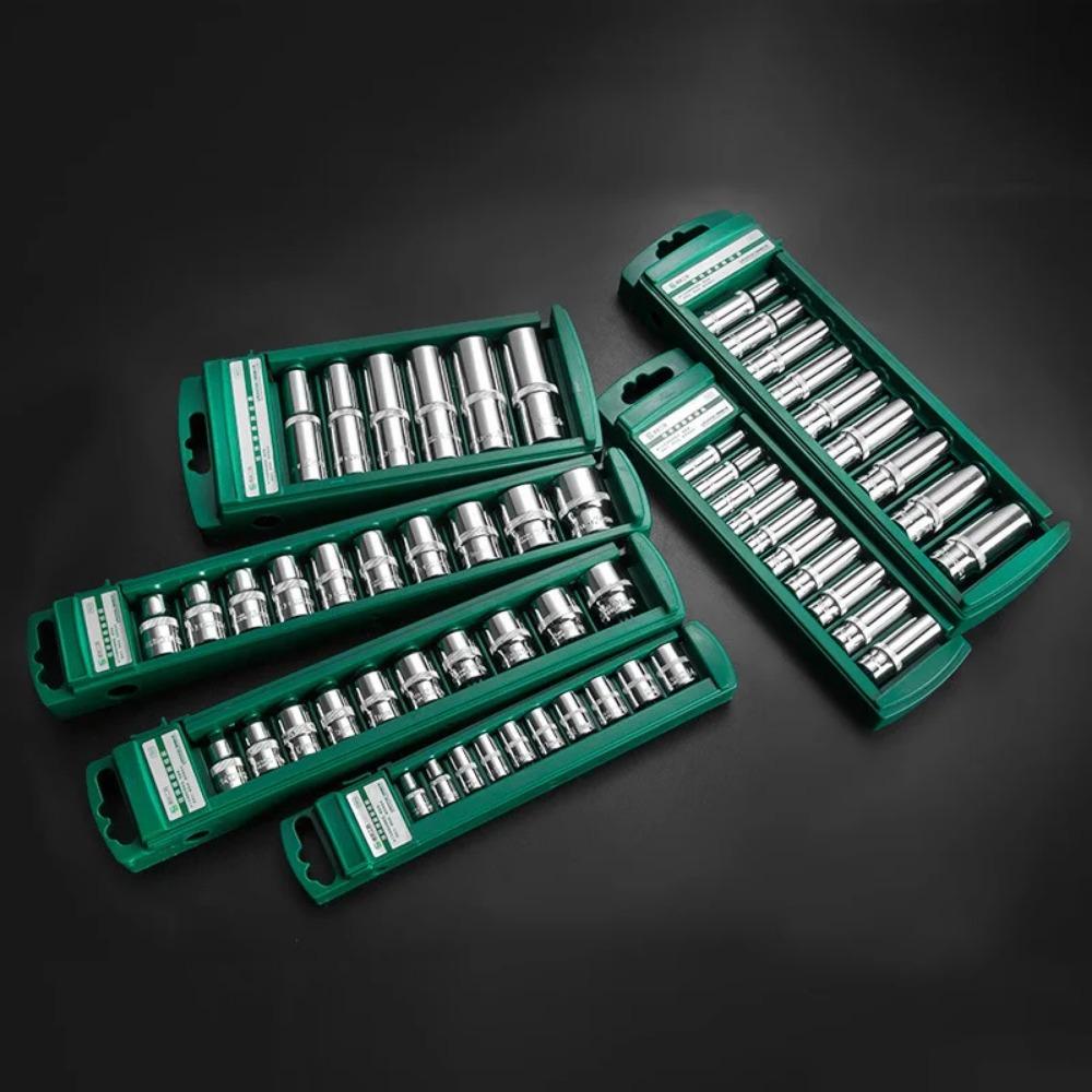 Набор шестигранных ключей для трещотки 1/4 3/8 1/2, короткая длинная головка, глубокая гайка, отвертка, гаечный ключ, инструмент с трещоткой с держателем