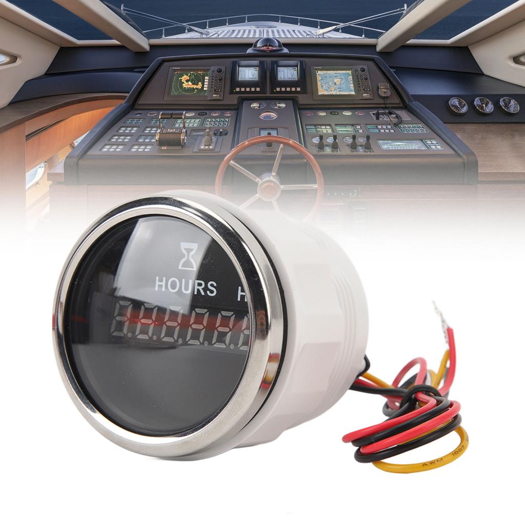 932V 52MM Круглый цифровой счетчик моточасов для лодок, высокая точность, круглый индикатор моточасов для автодомов, яхт, рыболовных судов