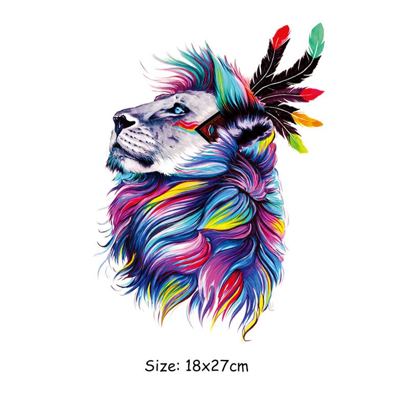 Color Lions Iron On Patch Man Woman Hoodies Heat Press Appliqued Clothes Stickers Diy Parches Ropa T-Shirt Diy Craft Supplies