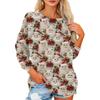 Women's T Shirt Flannel Print Tunic Long Sleeve Party  Round Neck  Tops