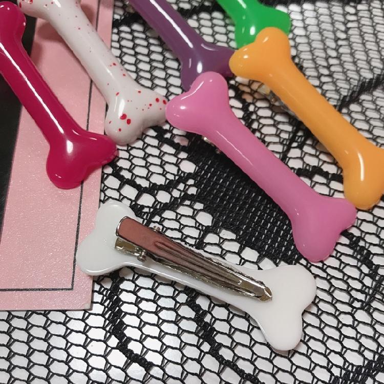 Заколка для волос в виде кости собаки Готическая боковая заколка-уточка Хэллоуинская заколка для челки Костюм