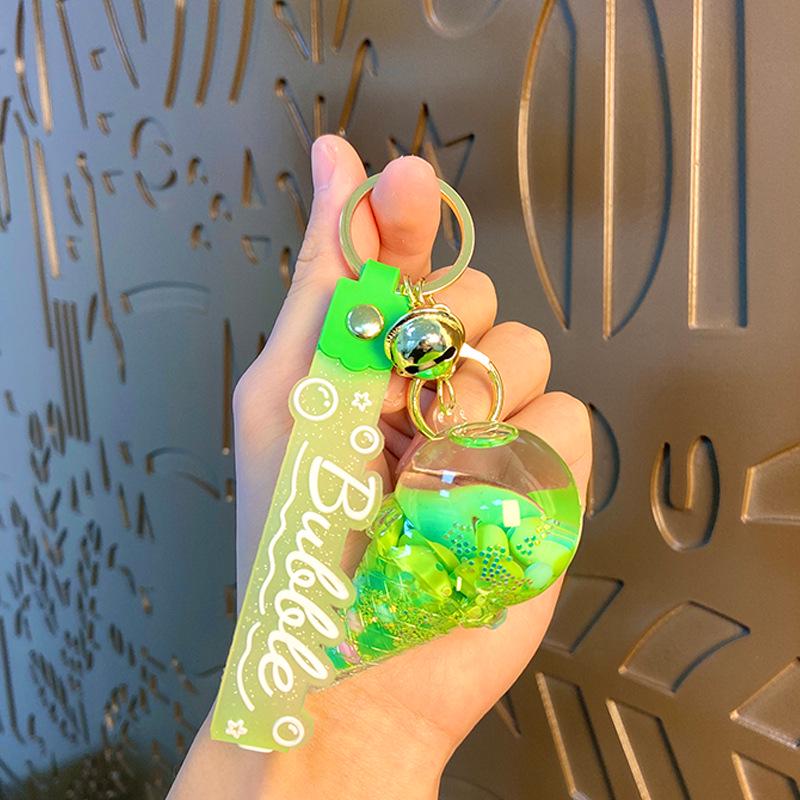 Oil-Infused Ice Cream Quicksand Acrylic Keychain Pendant - Perfect Small Gift for Bag or Car.