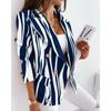 Women's Slim Blazer Double Breasted Printed Woolen Jacket Turndown Collar Long Sleeves Casual Workwear Commute Autumn