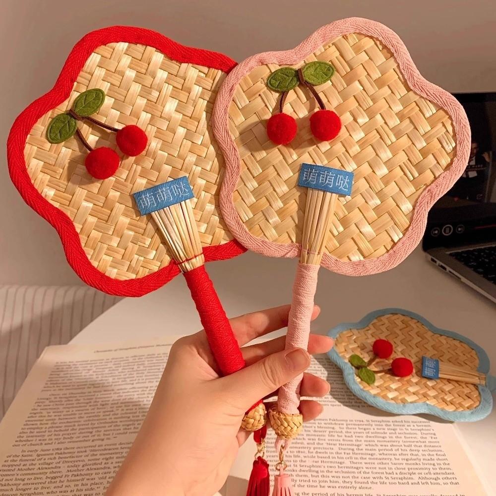 Vintage Portable Fan Flower Shaped Cooling Fan Creative Straw Fan  Home Decor
