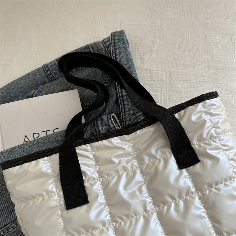 Женские сумки-тоут большой вместимости, стеганые, однотонные, из хлопка с подкладкой, ромбовидные, портативные, для отдыха и путешествий