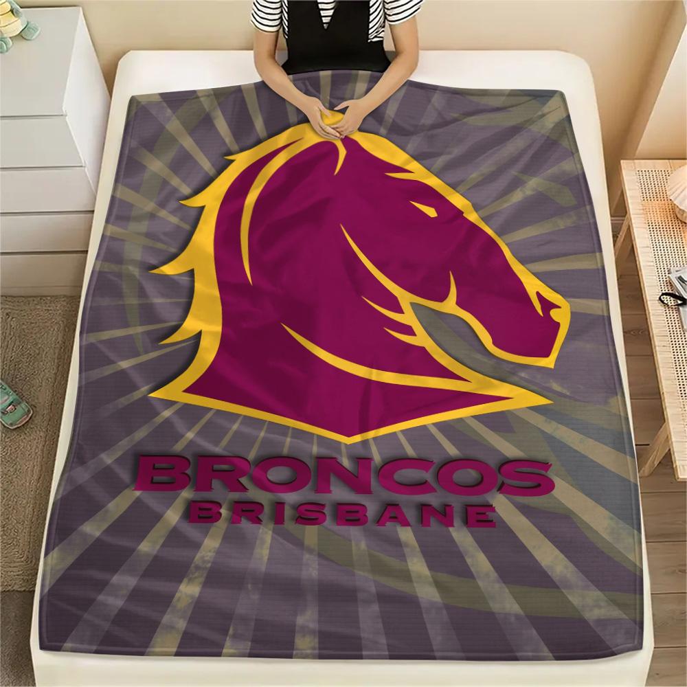 Brisbane Broncos Print Flannel Blanket, High quality Comfortable for All Seasons, Home Decor, Warmth and Comfort
