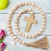Easter Wooden Bead Cross Ornaments Bead Decoration Easter Hanging-Decor Ornaments Farmhouse Tiered Tray Prayer Bead