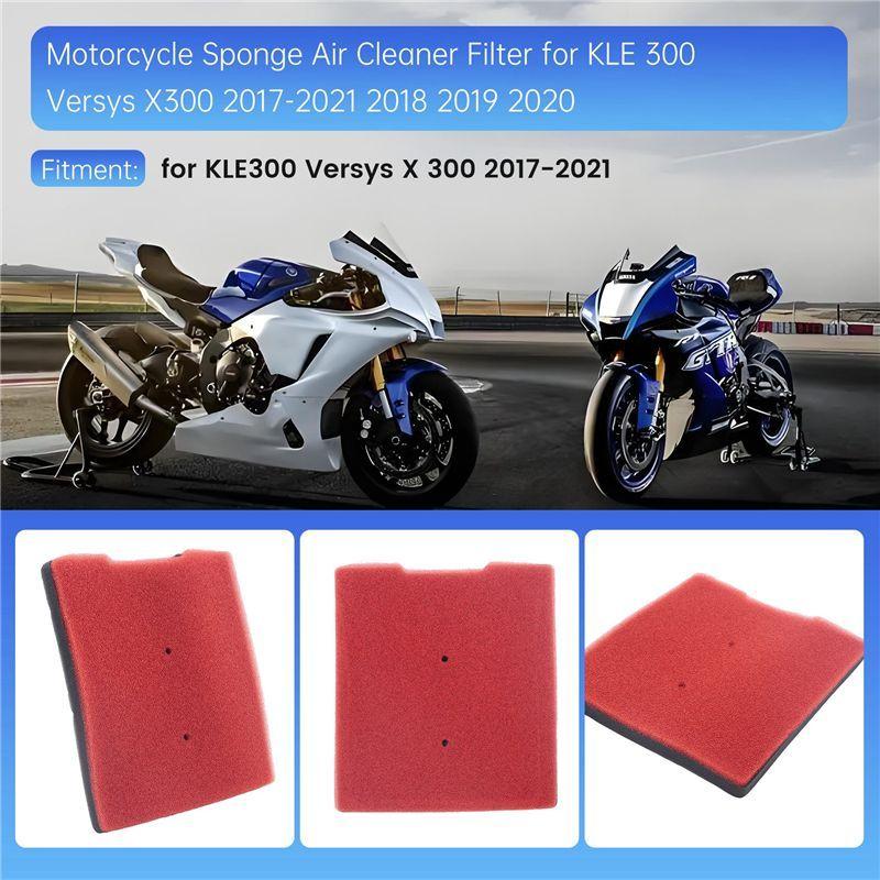 N60R-Motorcycle Sponge Air Cleaner Filter For Kawasaki KLE 300 Versys X300 2017-2021 2018 2019 2020