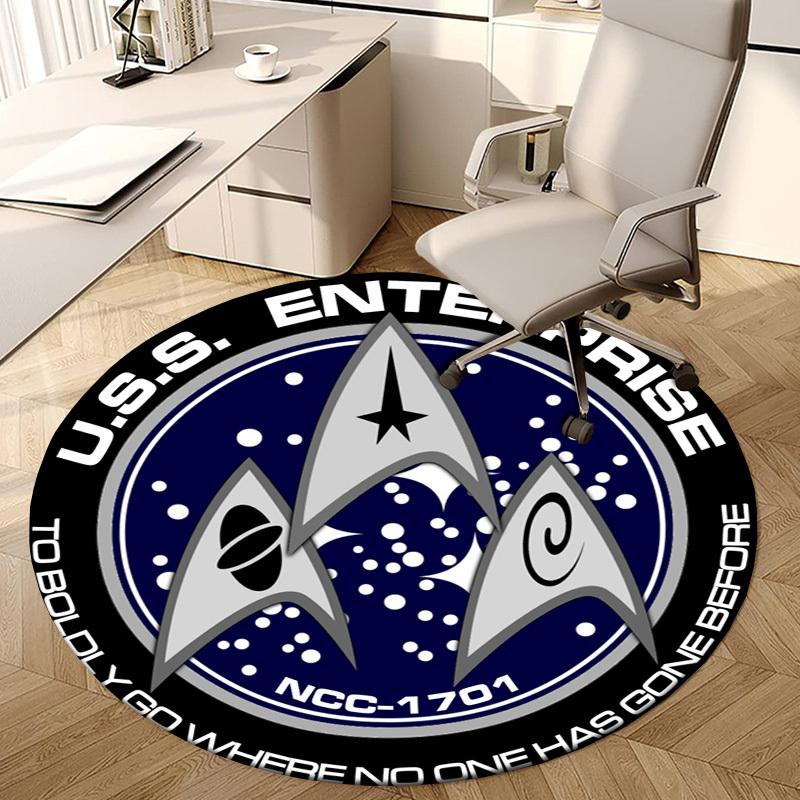 1pc USS Enterprise Logo Round carpet, Made of Polyester,Perfect for Decorating Office Chairs, Living Rooms,fplt116