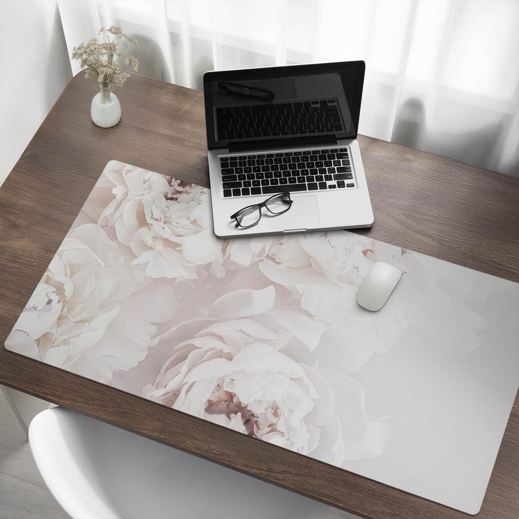 Protective Desk Mat Keyboard Mouse Pad Delicate Peonies 120x60 cm