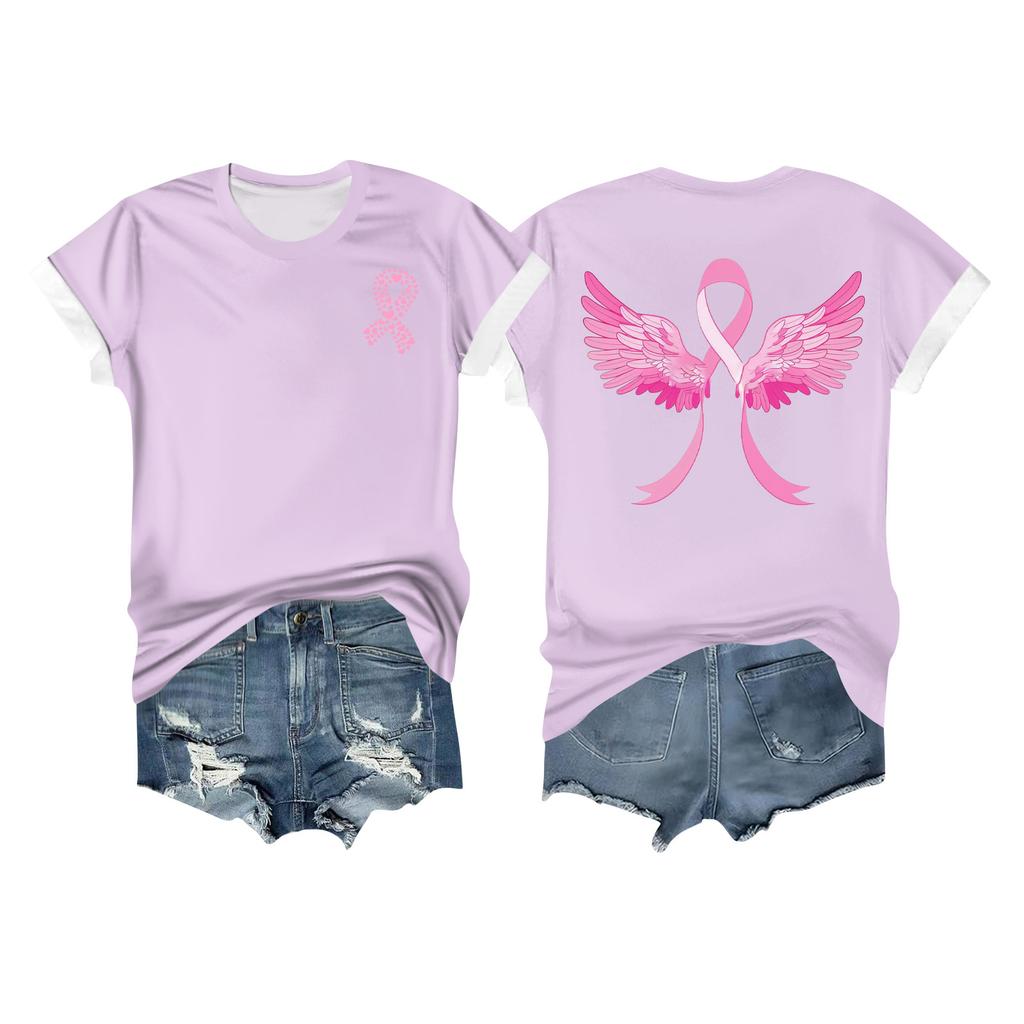 Женская повседневная футболка с коротким рукавом с принтом ленты на груди