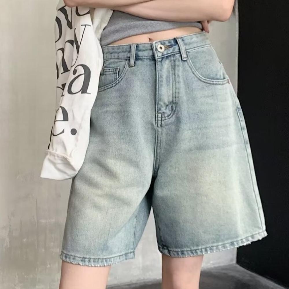 Wide Leg Denim Shorts Women All-match Denim Pants Trousers Chic Baggy Blue Jeans  Students