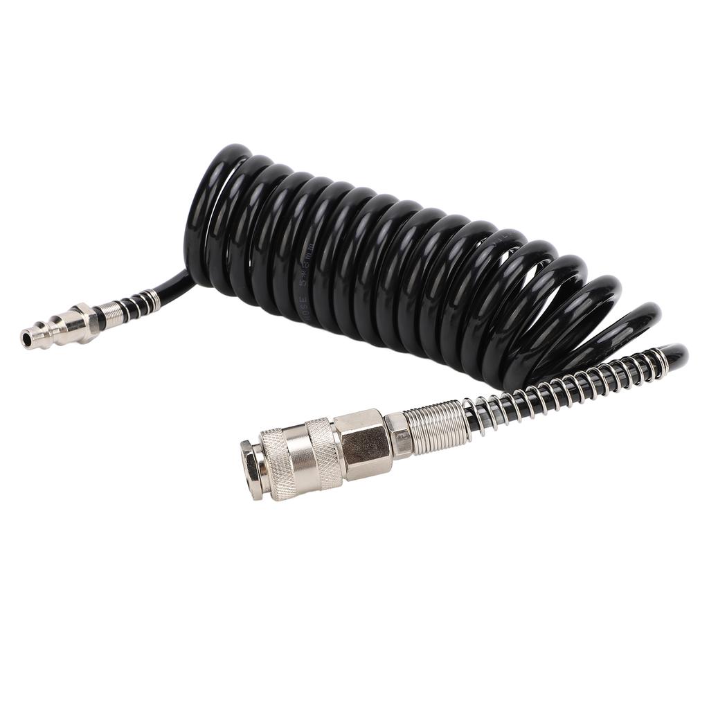 3 Meters Recoil Air Hose Black Reinforced Abrasion Resistant Inflator Extension Tube with Bend Restrictor for Air