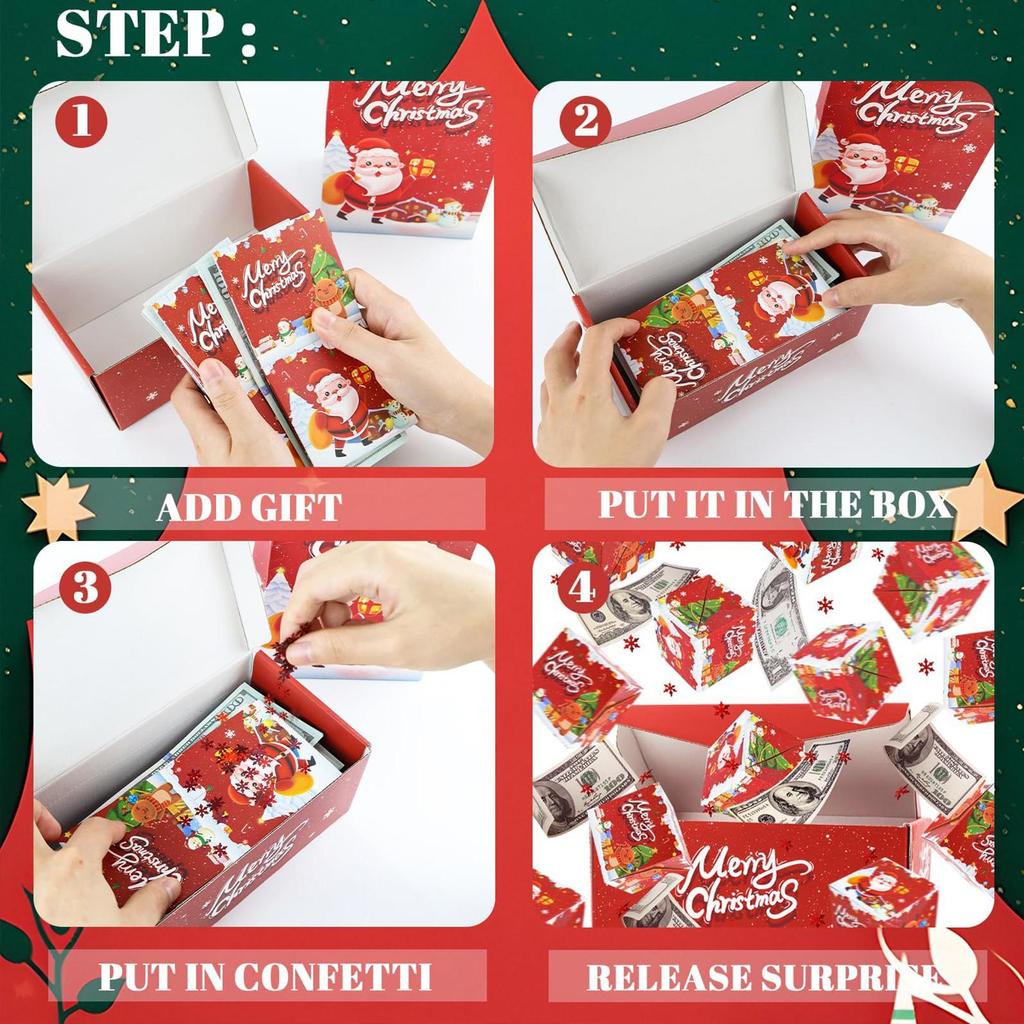 Folding Bouncing Envelope Box Christmas cash Money pop-out surprise gift boxes DIY unique Red Envelope Gift Boxes