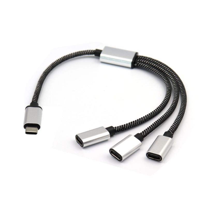 USB C «папа» на три USB C «мама» сплиттер-конвертер, удлинительный соединительный кабель для зарядки и передачи данных
