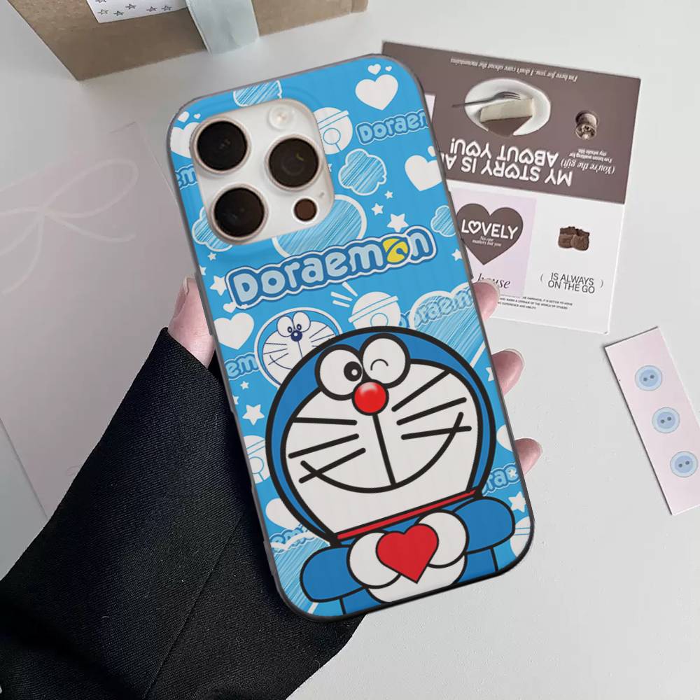 Cartoon Doraemon For IPhone 17 16 15 11 12 13 14 Pro Max Plus Pro Corrugated Translucent Back Phone Cover