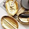 1PC Ceramic Jewelry Plate Ceramic Gold Leaf Plate European Ceramic Jewelry Storage Plate Home Decoration