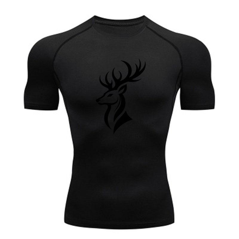 Men's Compression Athletic T-Shirt, Stylish Tribal Deer Head