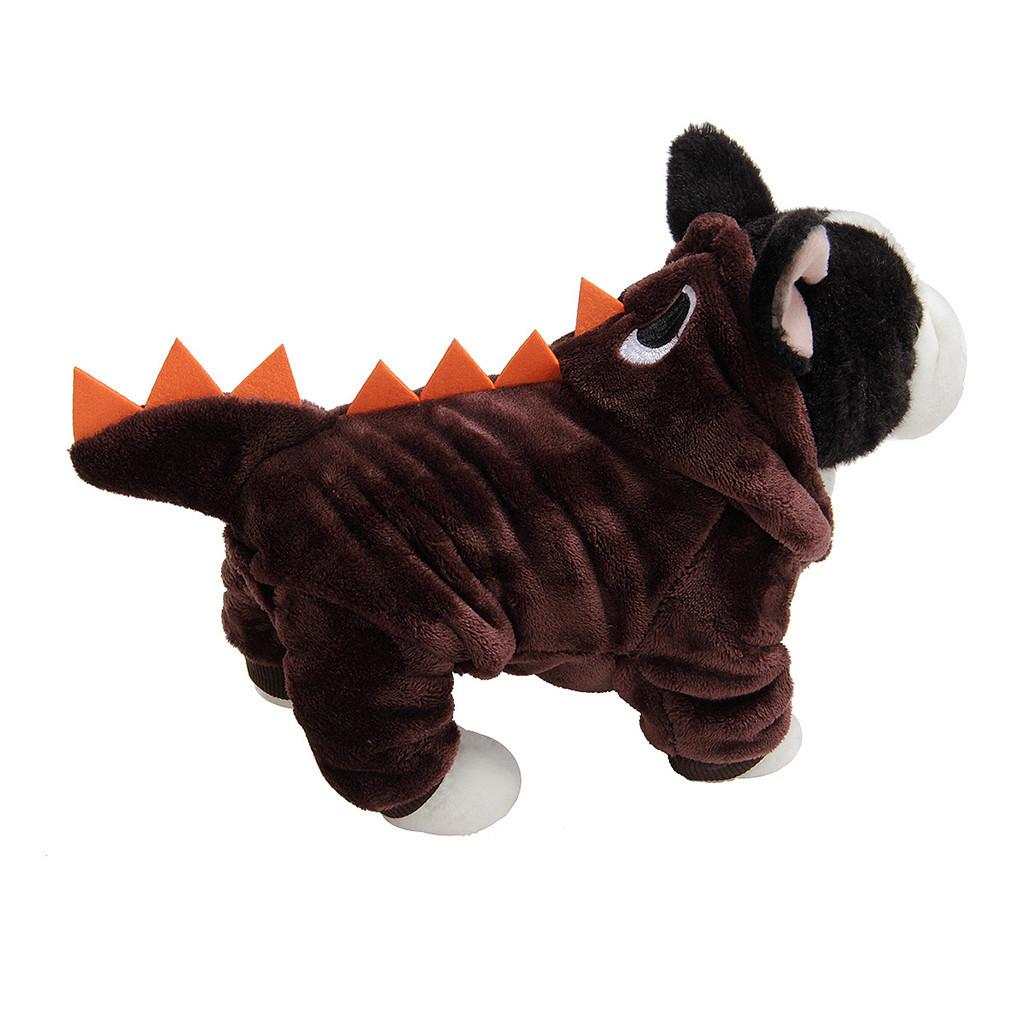 Зимняя одежда с капюшоном и принтом динозавра Amanda Pet Dog, топ с длинными рукавами для собак