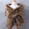 Women’s Luxurious Faux Fur Shawl Winter Bridal Thicken Soft Warm Comfortable Faux Fur Shawl Wrap for Wedding Evening Party