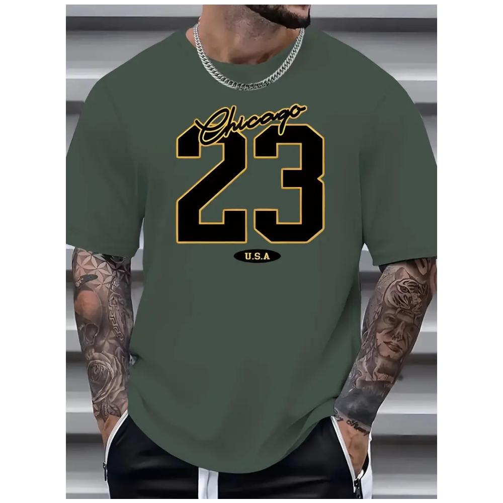 Men's T-Shirt 3d 23 Digital Pattern T Shirt Tops Summer Short Sleeved Tees Simple Casual Street Clothing Men Fashion Blouse