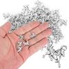 100pcs Perforated Horse Pendant Silver Horse Keychain Pendant DIY Jewelry Supplies  Earring Making