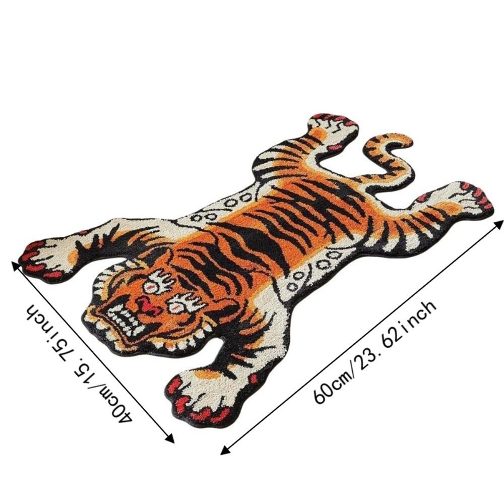 Non-Slip Tiger Area Rug Imitation Cashmere Cartoon Carpet Soft Home Decor Carpet Bedrooms