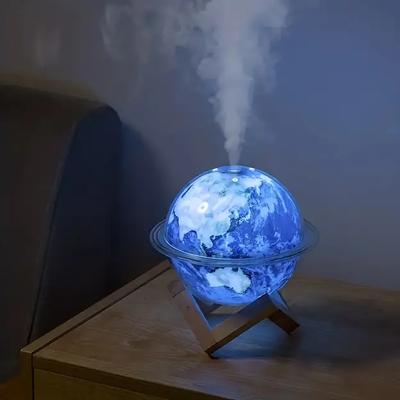 Креативный USB-увлажнитель Creative Planet с разноцветной светодиодной подсветкой, аромадиффузор 330 мл, бесшумный настольный декор, деревянная основа, питание от USB