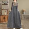 Весенне-осенний женский длинный сарафан оверсайз в корейском стиле на бретелях-спагетти, повседневный свободный мешковатый джинсовый сарафан, винтажное хлопковое платье с эффектом варки