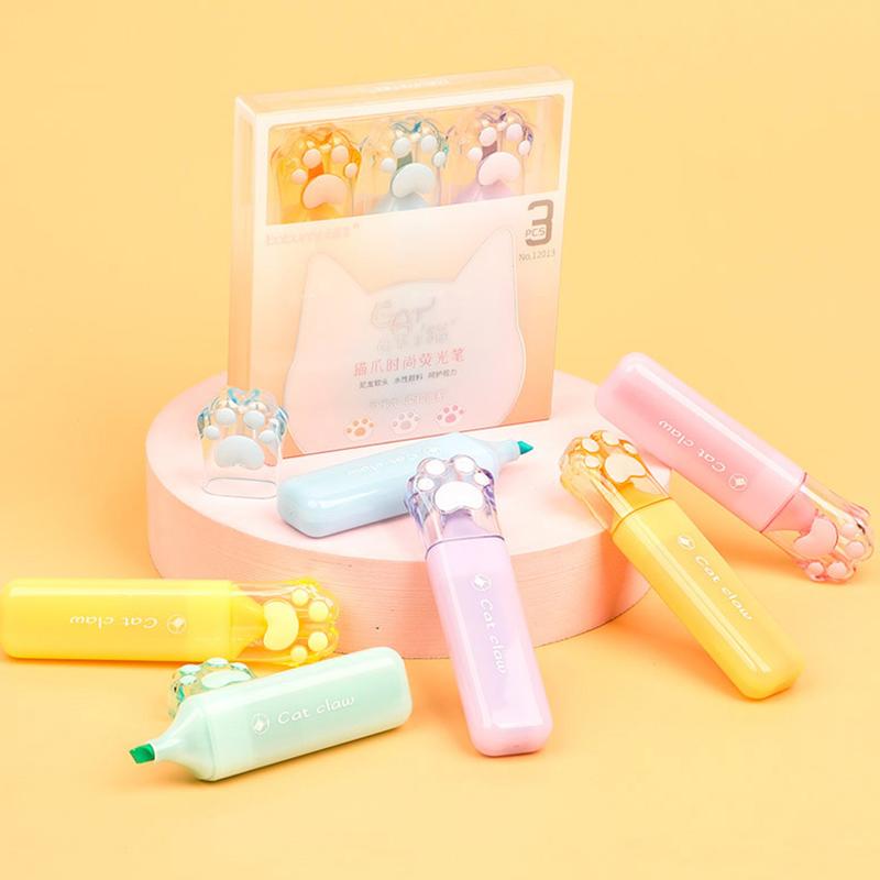 1/6 шт. Кавайные хайлайтеры пастельных тонов в виде кошачьих лапок, маркеры для рисования, граффити, флуоресцентные ручки, милые канцелярские товары, школьные принадлежности