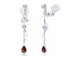 Garnet Earrings for 925 Metal January White Present Women, Swaying, Adults, Silver, Hypoallergenic, Non-pierced Earrings, Birthstone,